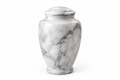Elegant marble cremation urn with grey and white marble pattern